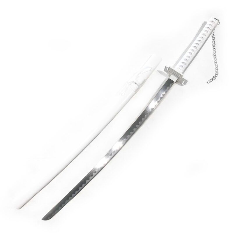 Hvid Bankai Ichigo Bleach Katana (Kulstofstål 1060)